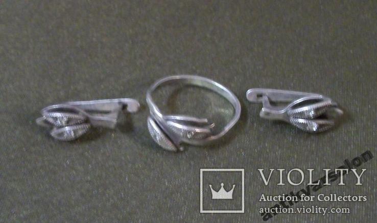 554 Кольцо, серьги, камешки, серебро 925 пр 5,7 гр, диаметр 1,75 см., фото №3