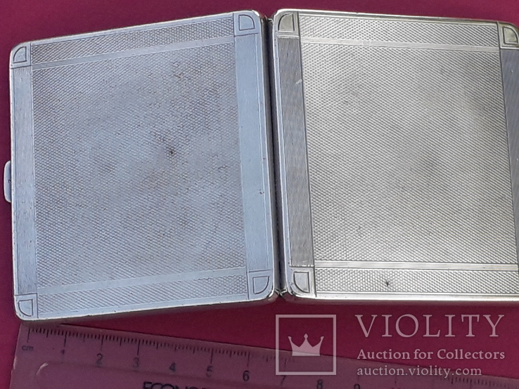 Небольшой квадратный портсигар, серебро, 110 гр., Великобритания, 1935 год, фото №11