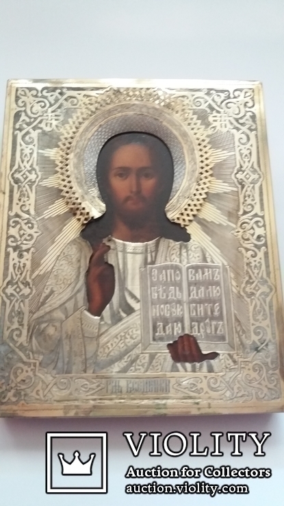 Икона «Господь Вседержитель» 1886 год, оклад серебро, фото №4