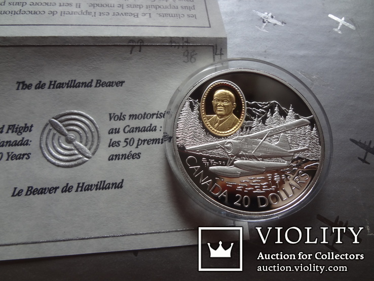 20 долларов 1991 Хевиленд Биве серебро, фото №3