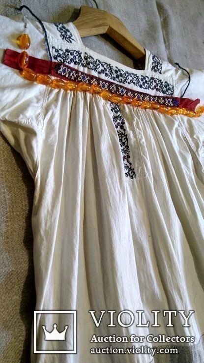 Сорочка старинная со стричками и намистом с янтаря, девичья ,до замужества., фото №10