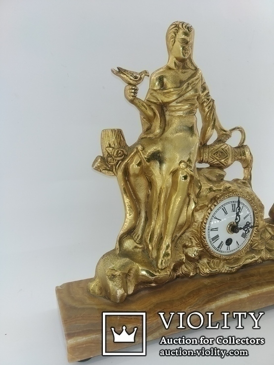 Бронзовые часы механические мрамор "Женщина с кувшином" арт. 0387, фото №6