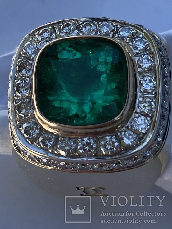 Перстень с изумрудом и бриллиантами, фото №7