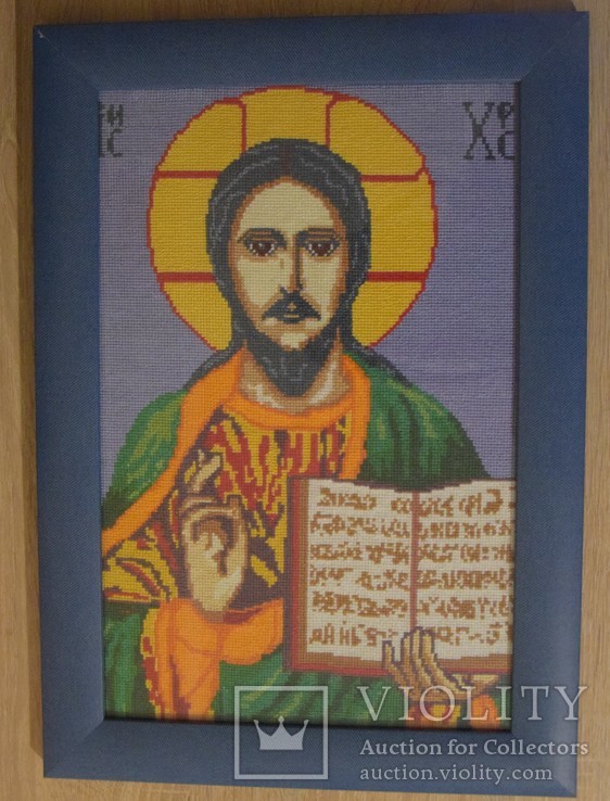 Вышивка крестом, икона, 31*44 в раме со стеклом, фото №2
