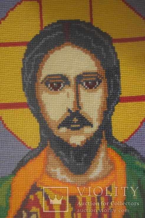 Вышивка крестом, икона, 31*44 в раме со стеклом, фото №3