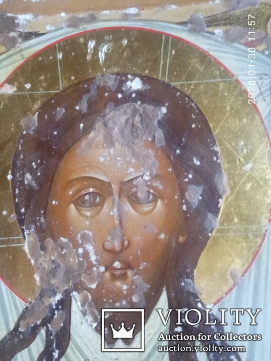 Двухстороняя икона Спас Нерукотворный и Огненное восхождение святого  пророка Ильи, фото №3