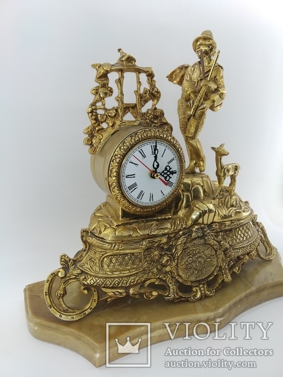Часы бронза мрамор "Музыкант" арт. 0355, фото №4