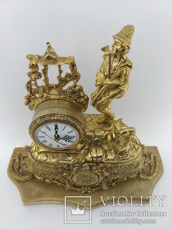 Часы бронза мрамор "Музыкант" арт. 0355, фото №5