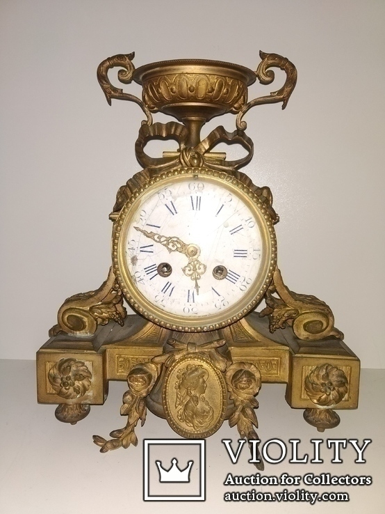 Антикварный механический каминные часы с бом "Чаша" арт. 0400, фото №2