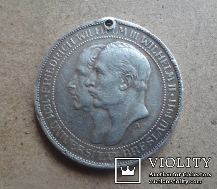  3 марки 1911 Бреслау Университет 100 лет Германия . Серебро (6.1.5)~, фото №3