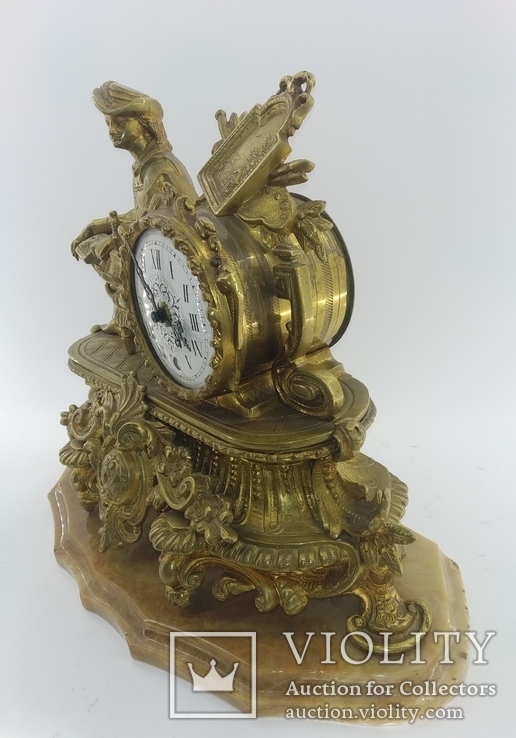 Камінний годинник на мармуровій підставці арт. 0307, фото №5