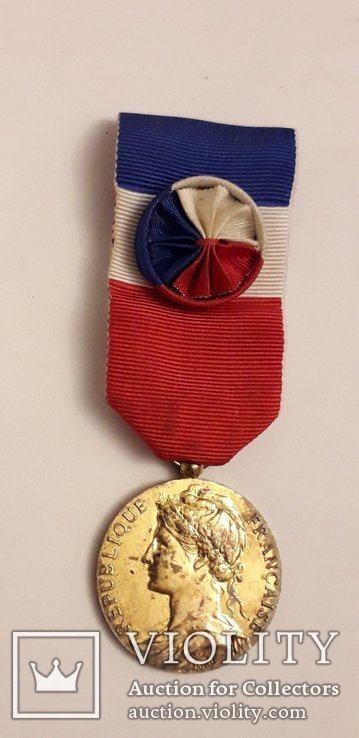 Срібна позолочена медаль "Ministere du travail", фото №2