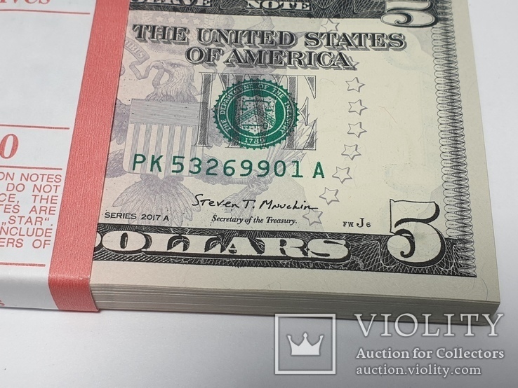 Купюры Боны 5$ 10 штук (50$) доллары США 2017 год код 10, фото №5