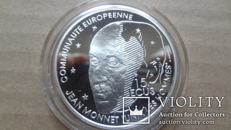100  франков 15  экю 1992  Жан  Монет  Франция  серебро