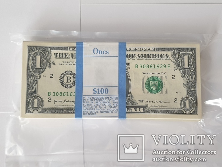 Купюры Боны 1$ 100 штук (100$) доллары США 2017 год код 5, фото №2