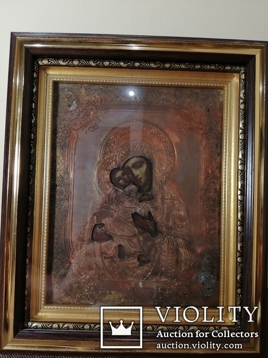 Икона Владимирская Богородица в окладе, фото №6