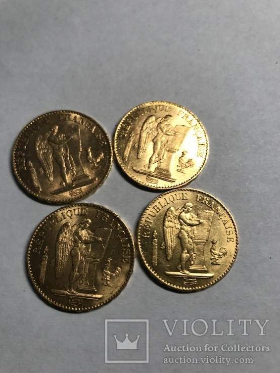 20 франков Ангел 1876,1877,1878,1896- 4 монети одним лотом