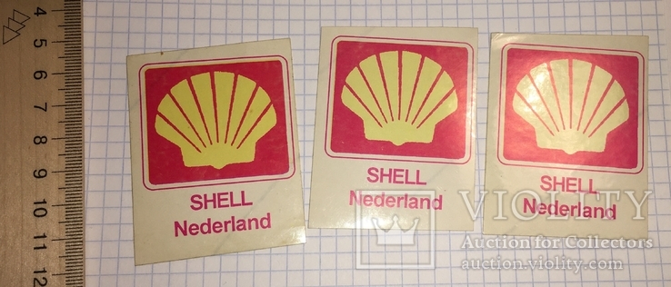 3 брендированные наклейки SHELL Nederland (1980-е годы)