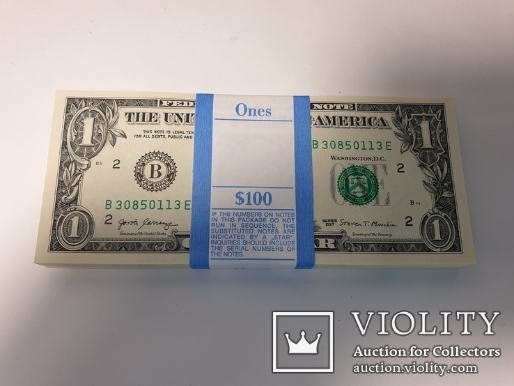 Купюры Боны 1$ 100 штук (100$) доллары США 2017 год код 2, фото №2