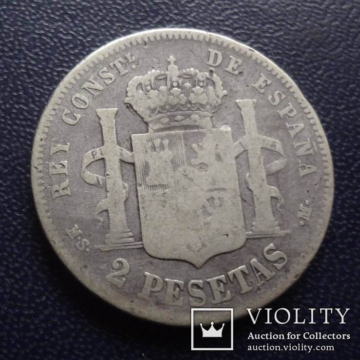 2 песеты 1882 Испания  серебро   (е.5.3)~, фото №2