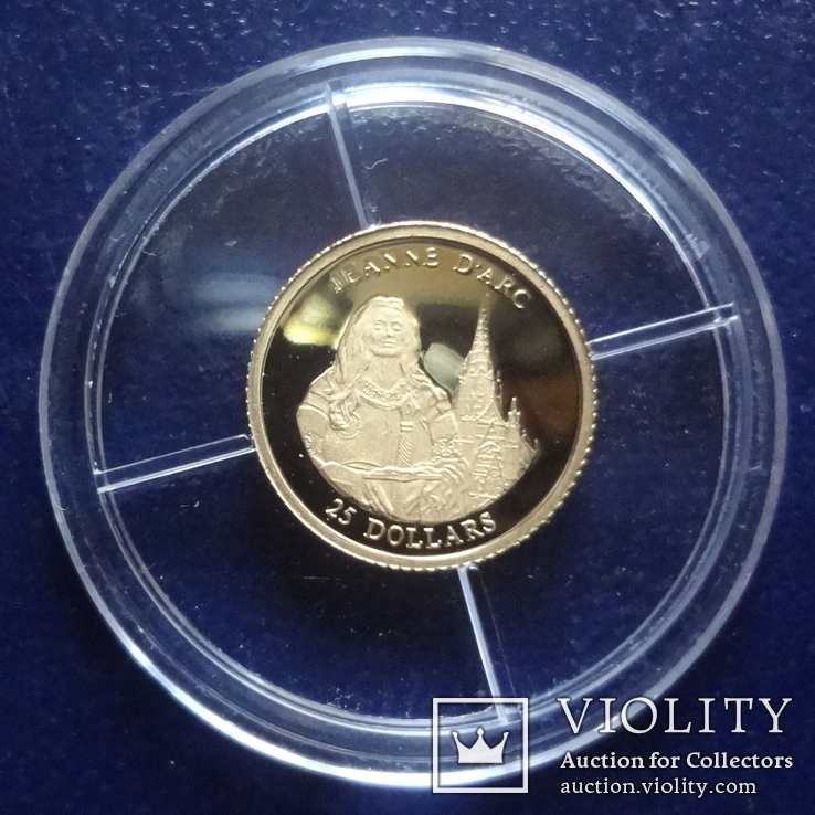 25  долларов  2001  Либерия  Жанна д,Арк  золото  999  (Е.9.3)~, фото №6