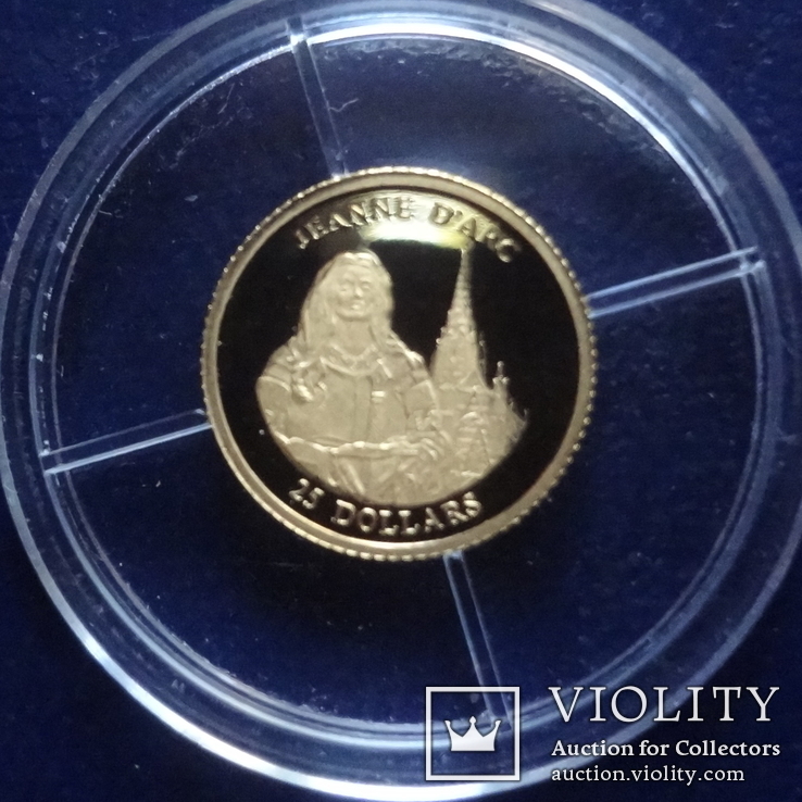 25  долларов  2001  Либерия  Жанна д,Арк  золото  999  (Е.9.3)~, фото №9