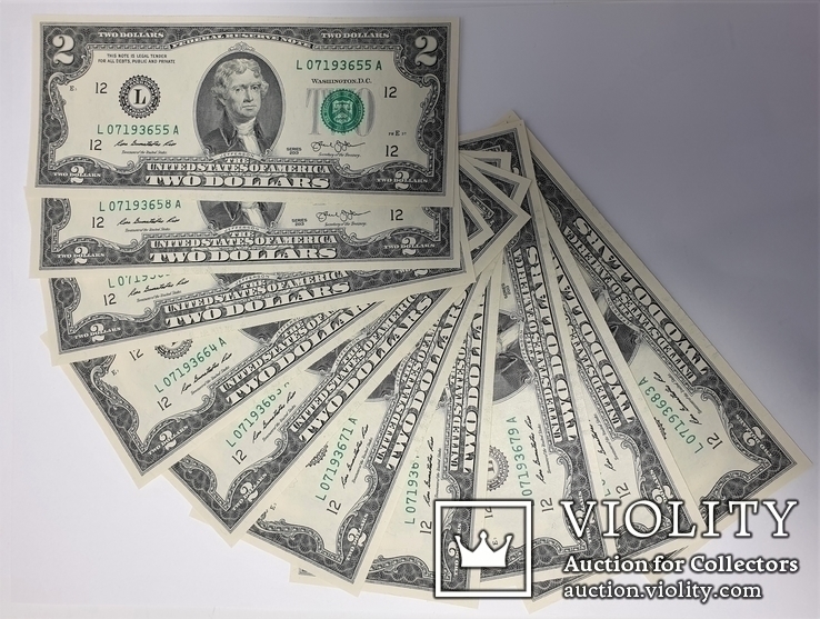 2$ доллары США 2013 год 10 штук