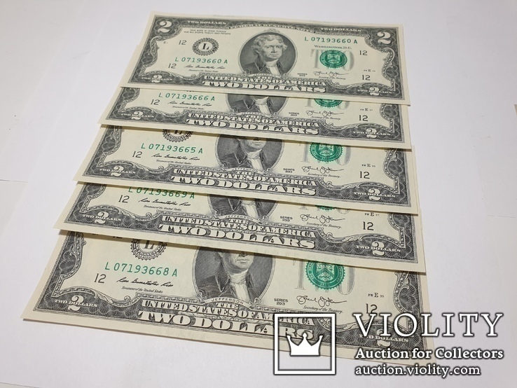 2$ доллары США 2013 год 5 штук, фото №5