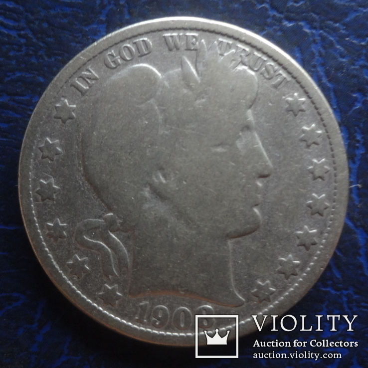 50  центов  пол доллара  1908 О  США  серебро   (Е.9.5)~