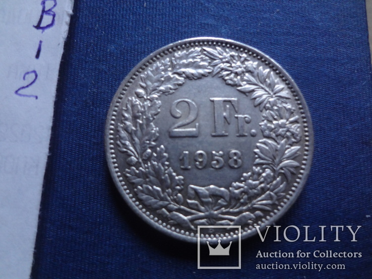 2 франка 1958  Швейцария  серебро    (В.1.2)~, фото №4