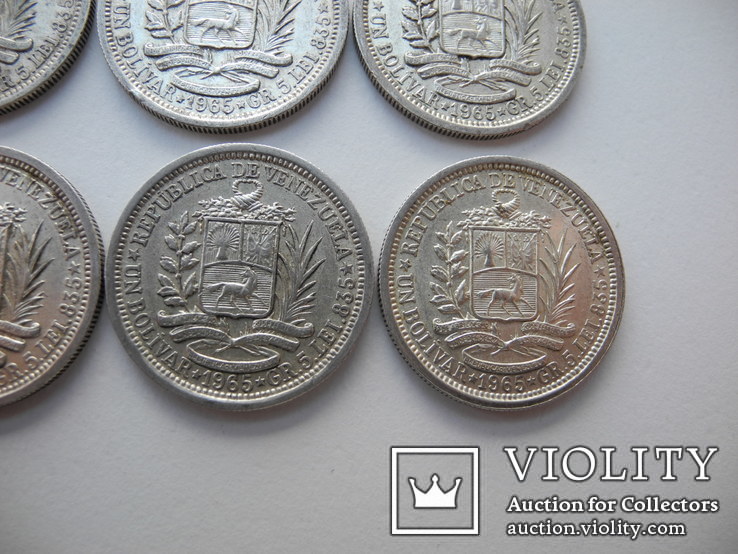 1 Боливар 1960 - 1965 г ( Венесуела ) Серебро 6 штук, фото №10