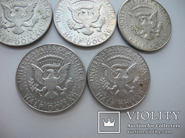 Пол Долара США ( Серебро 5 шт ) 1965 , 1966 ,1967 , 1968, фото №4