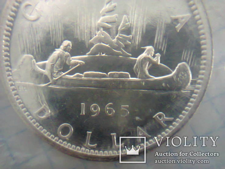 1 доллар Канада 1965 г.в. Серебро.В запайке.Prooflike/UNC, фото №7