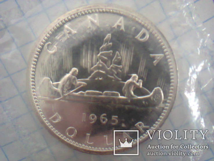 1 доллар Канада 1965 г.в. Серебро.В запайке.Prooflike/UNC, фото №8