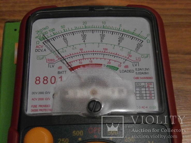 Тестер аналоговый 8801,стрелочный,измерения,прозвон цепи,тест батарей,мультиметр, фото №5