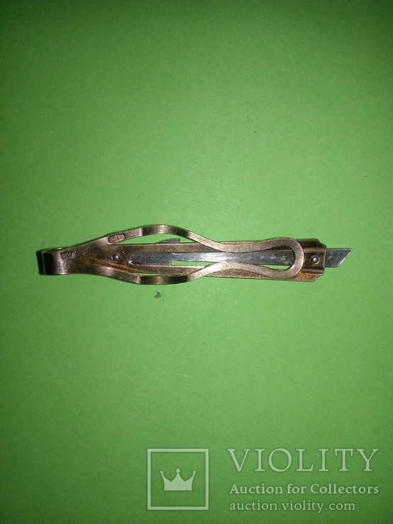 Зажим для галстука"Ракета", серебро с позолотой 875 проба, фото №5