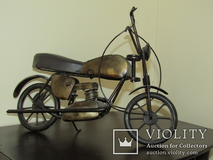 Антикварная игрушка ручной работы байк мотоцикл Германия, фото №3