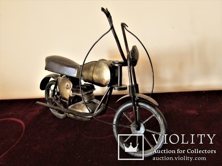 Антикварная игрушка ручной работы байк мотоцикл Германия, фото №4