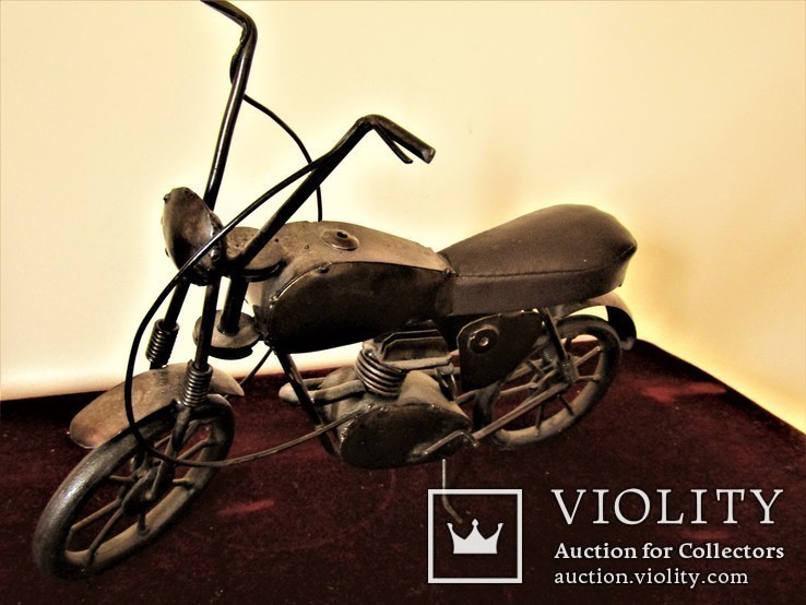 Антикварная игрушка ручной работы байк мотоцикл Германия, фото №6