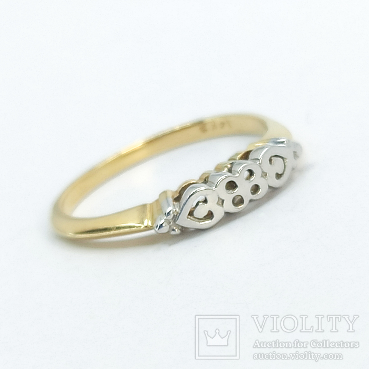 Винтажное золотое кольцо "2 сердца", фото №2