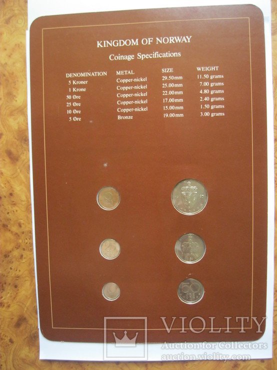 Норвегия набор монет UNC в капсулах на планшете с маркой, запайка, блистер, фото №3
