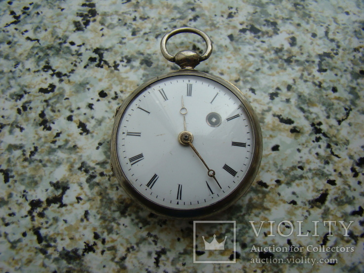 Часы карманные шпиндельные начало XIX века серебро позолота, фото №2