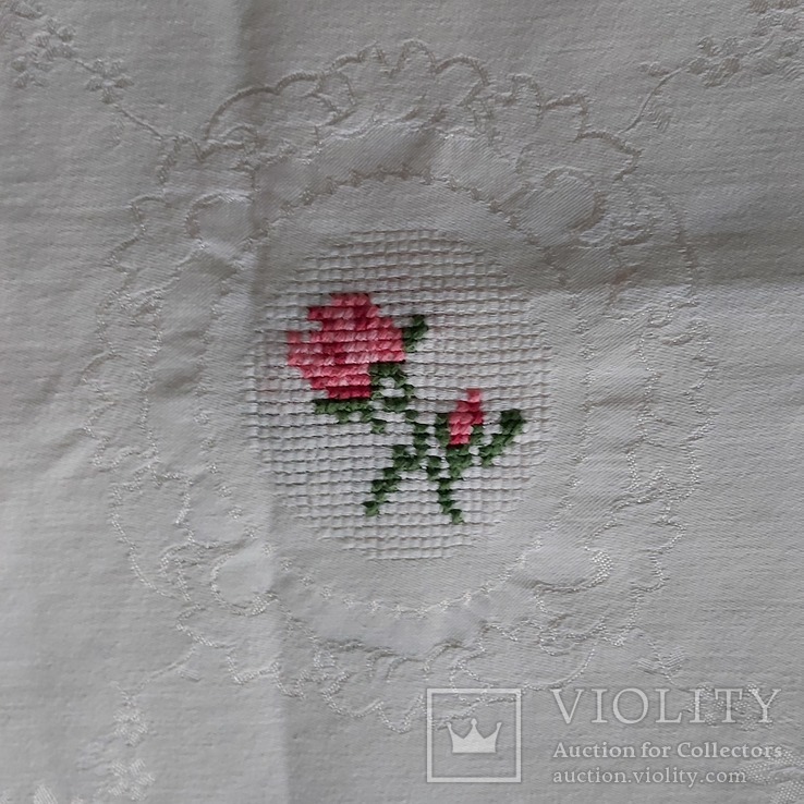 Tablecloth with embroidery * Roses * 225 * 130 cm. Cotton + linen., photo number 2