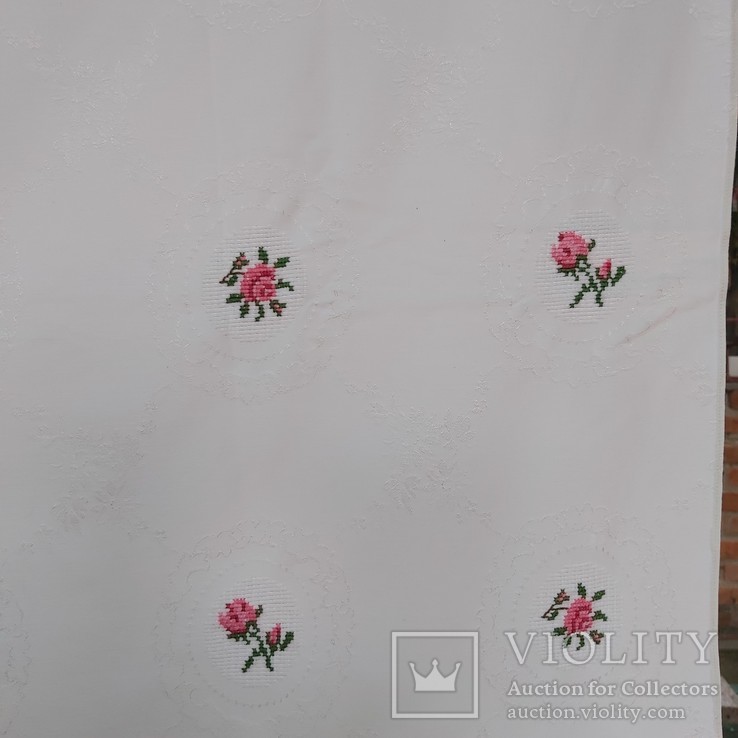 Tablecloth with embroidery * Roses * 225 * 130 cm. Cotton + linen., photo number 5