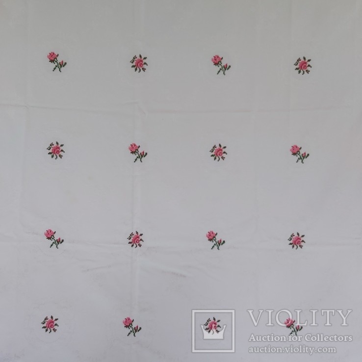 Tablecloth with embroidery * Roses * 225 * 130 cm. Cotton + linen., photo number 6