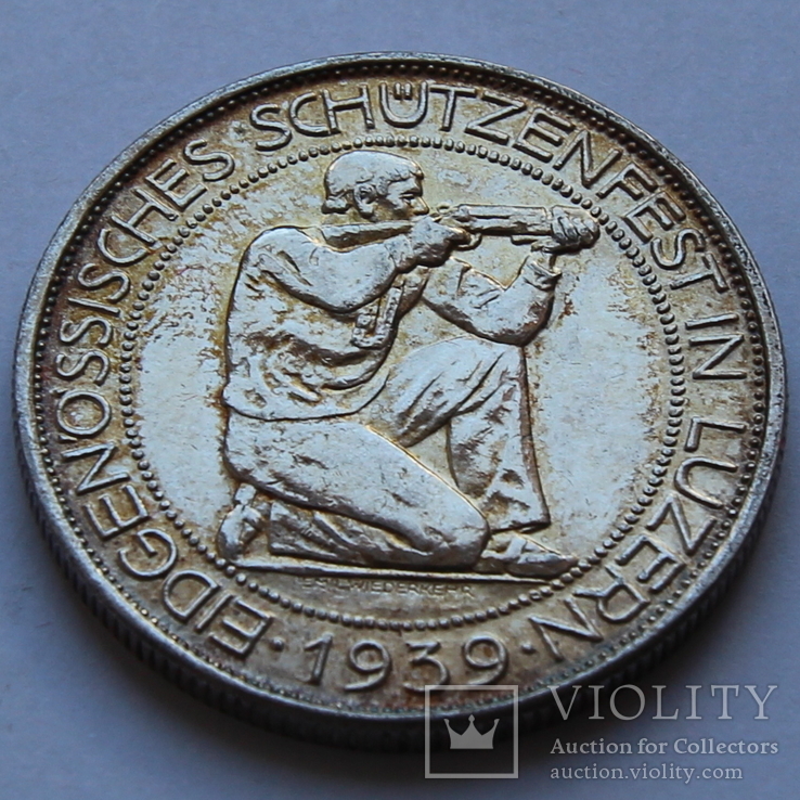 5 франков 1939 Швейцария. Серебро 19,55 г