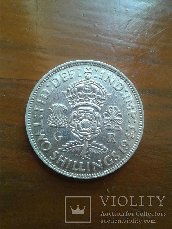2 шиллинга 1943 aUNC серебро, фото №3