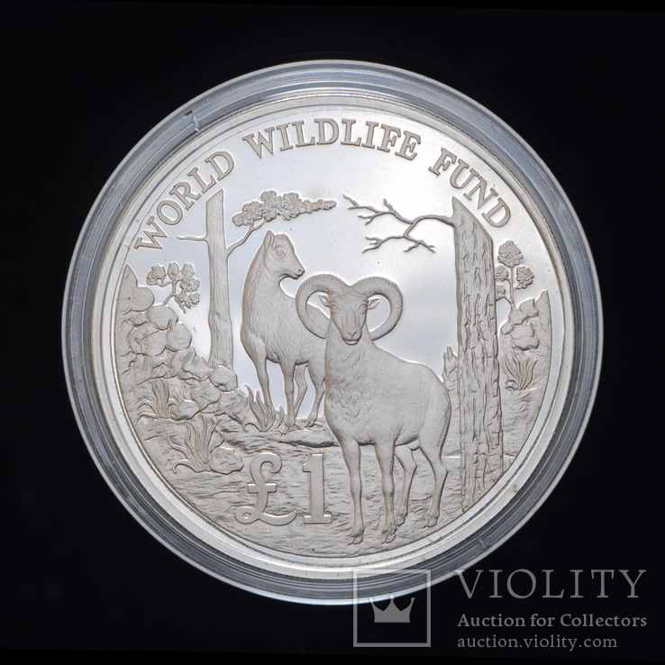 1 Фунт 1986 Всемирный фонд дикой природы (Серебро 0.925, 28.28г), Кипр