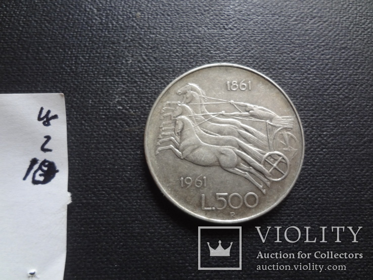 500 лир 1961  Италия серебро    (Ц.2.10)~, фото №2