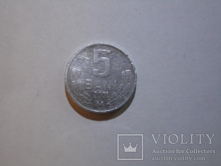 Монета 5 бани Молдова 2001 года, фото №2